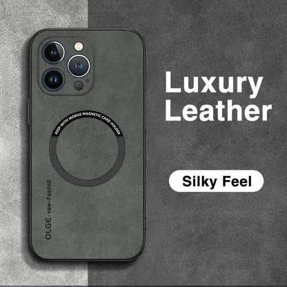 Magnetic Leather Case for iPhone - Borcelle Tech